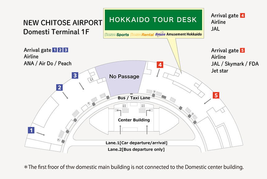 Map of New Chitose Airport Hokkaido Tour Desk